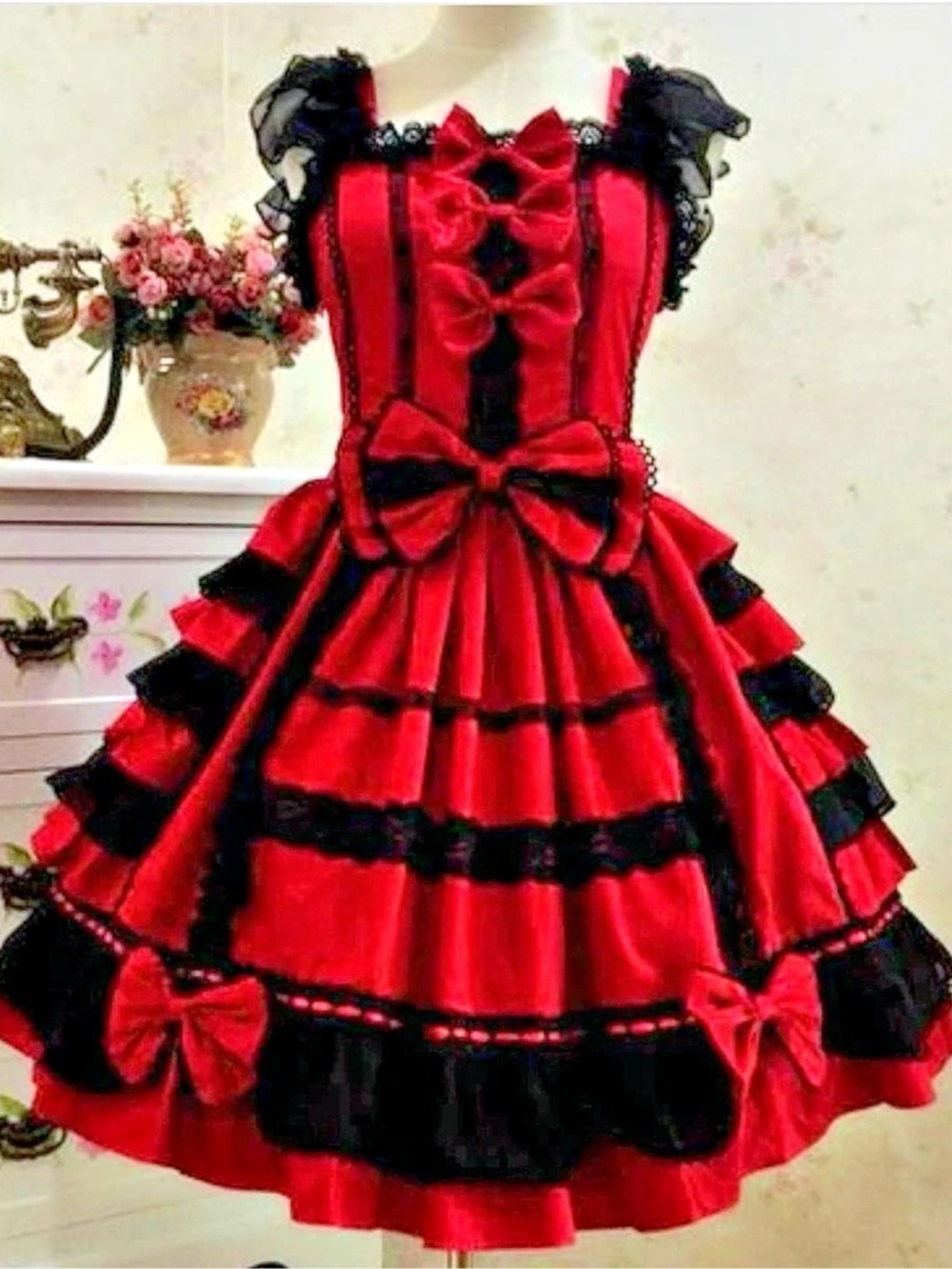 Litasi Victorian Gothic Lolita Dress Small Red Black